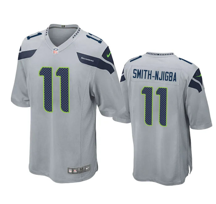 Men's Seattle Seahawks #11 Jaxon Smith-Njigba Gray Stitched Game Jersey